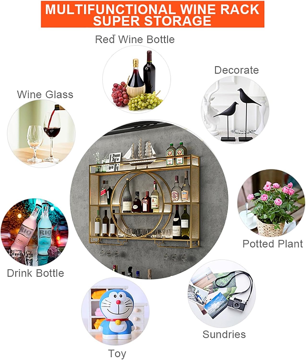 LED Wine Rack Iron Display Stand Multifunctional Storage