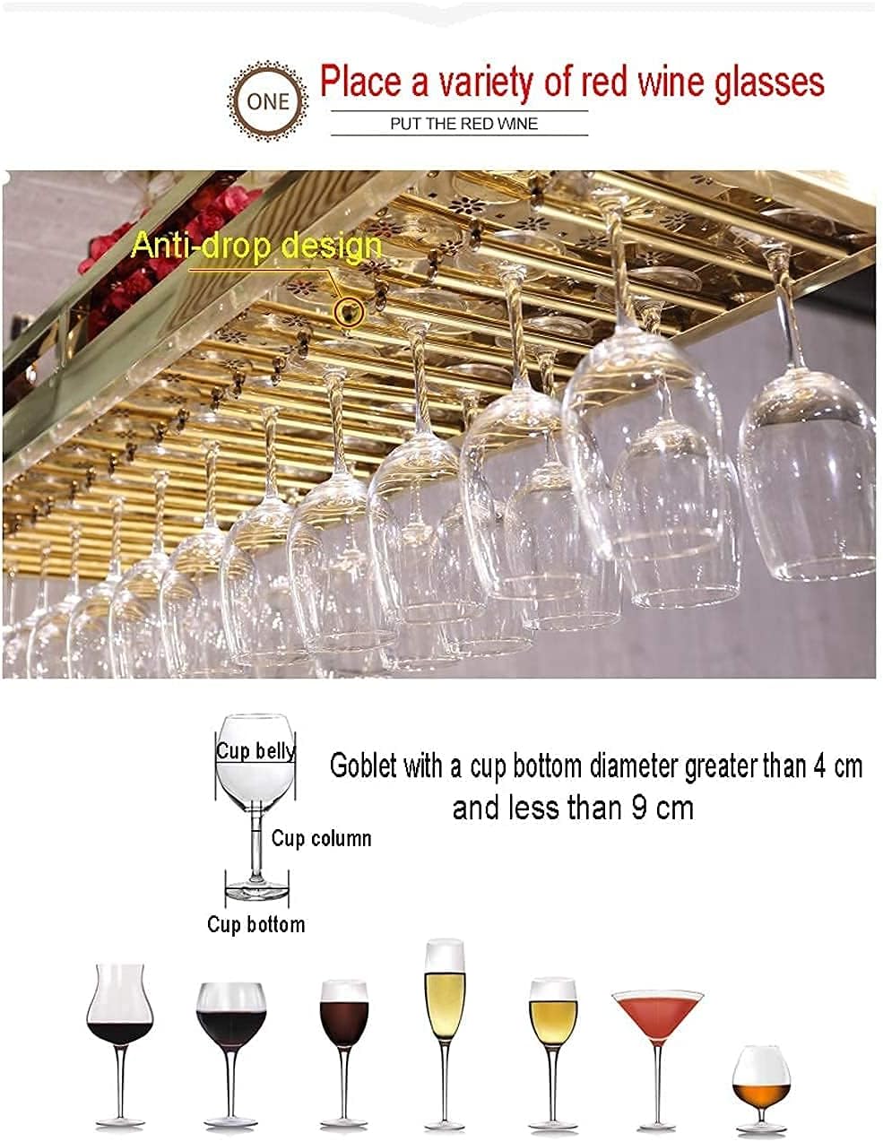 TOYOCC 304 Stainless Steel Wine Rack for Kitchen Bar Restaurant