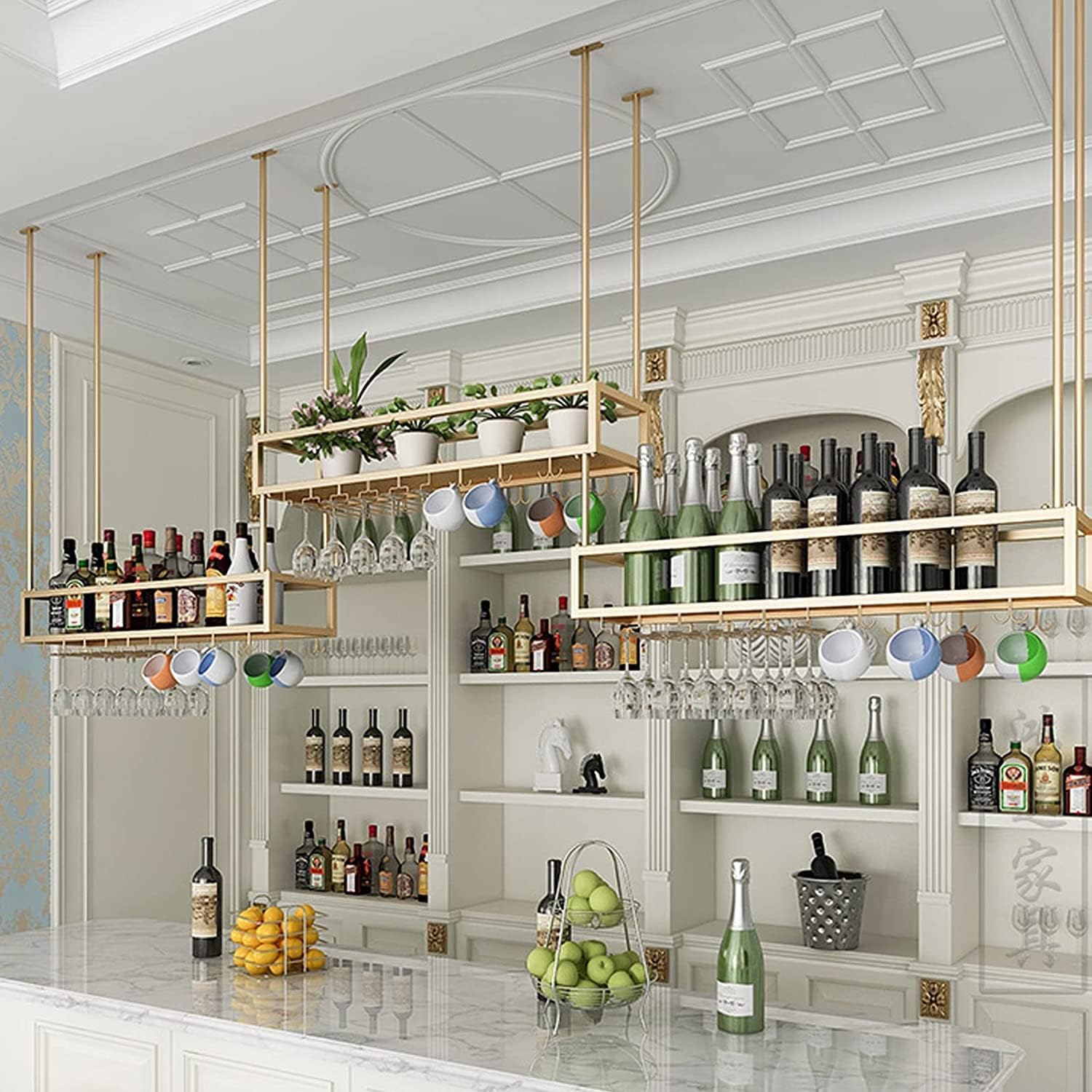 IOCCIOBB Wall-Mounted Wine Rack with Adjustable Stemware Holder