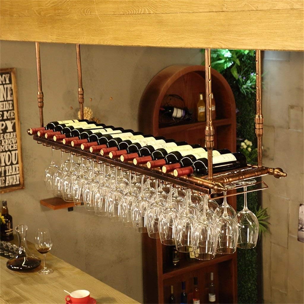Adjustable Ceiling Mounted Wine Glass Rack - 12030cm Metal Iron