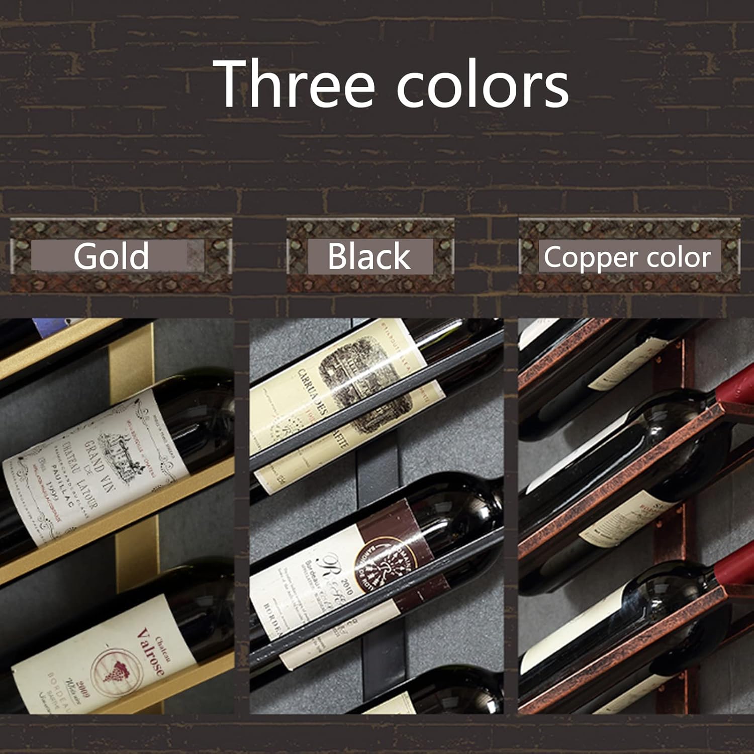Modern Wall-Mounted Wine Rack with 2 Bottles Black