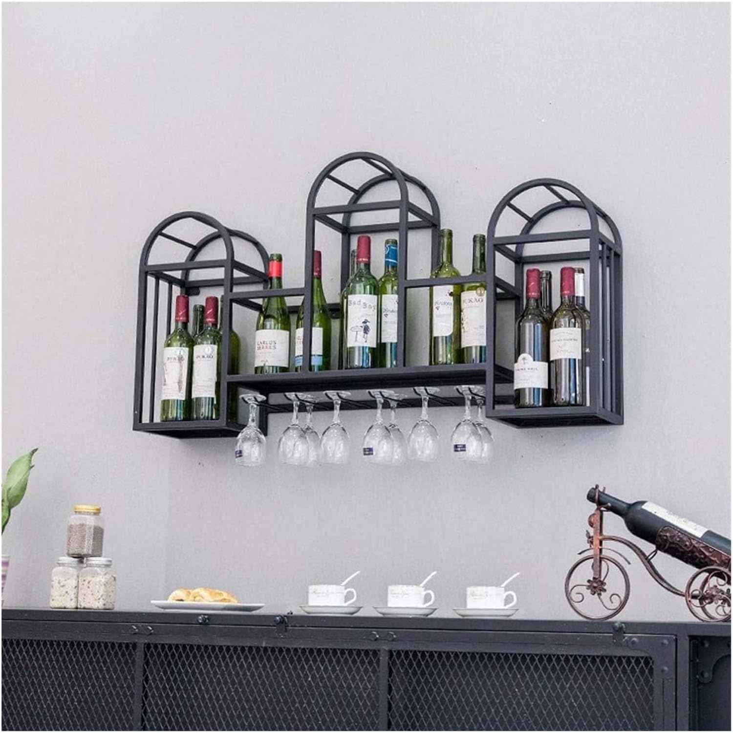 OXOAMP Wall-Mounted Wine Rack with Glasses Holder 1
