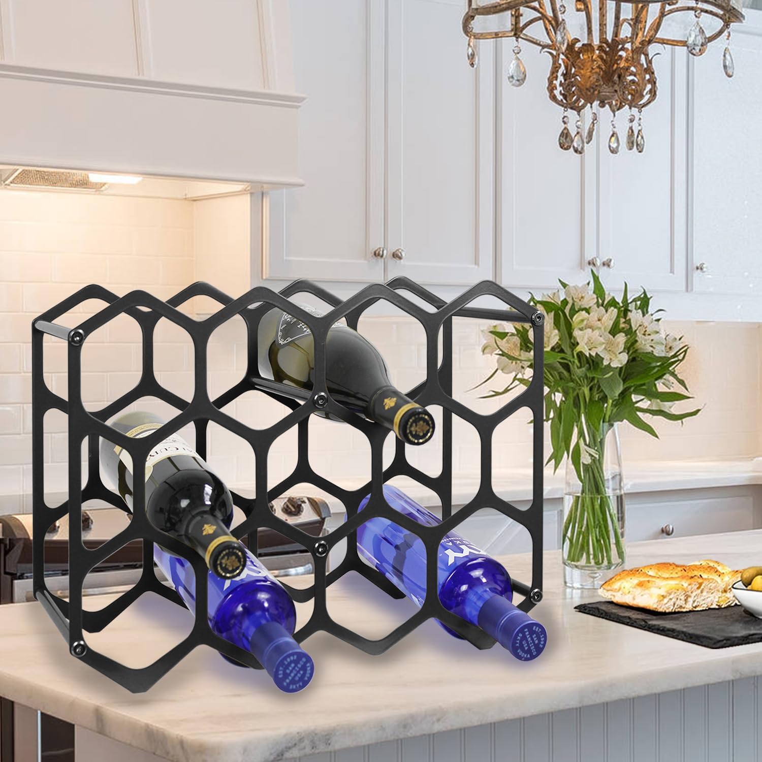 AT-VALY 14-Bottle Tabletop Wine Rack Black
