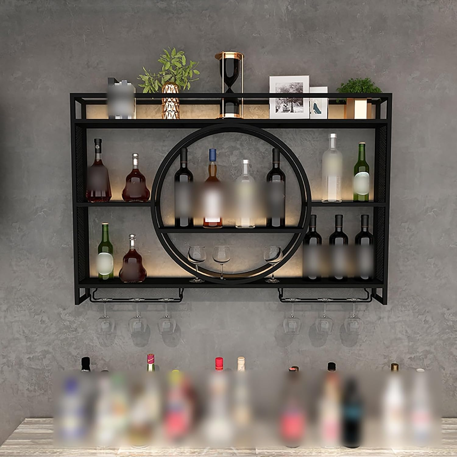 LED Wine Rack Iron Display Stand Multifunctional Storage