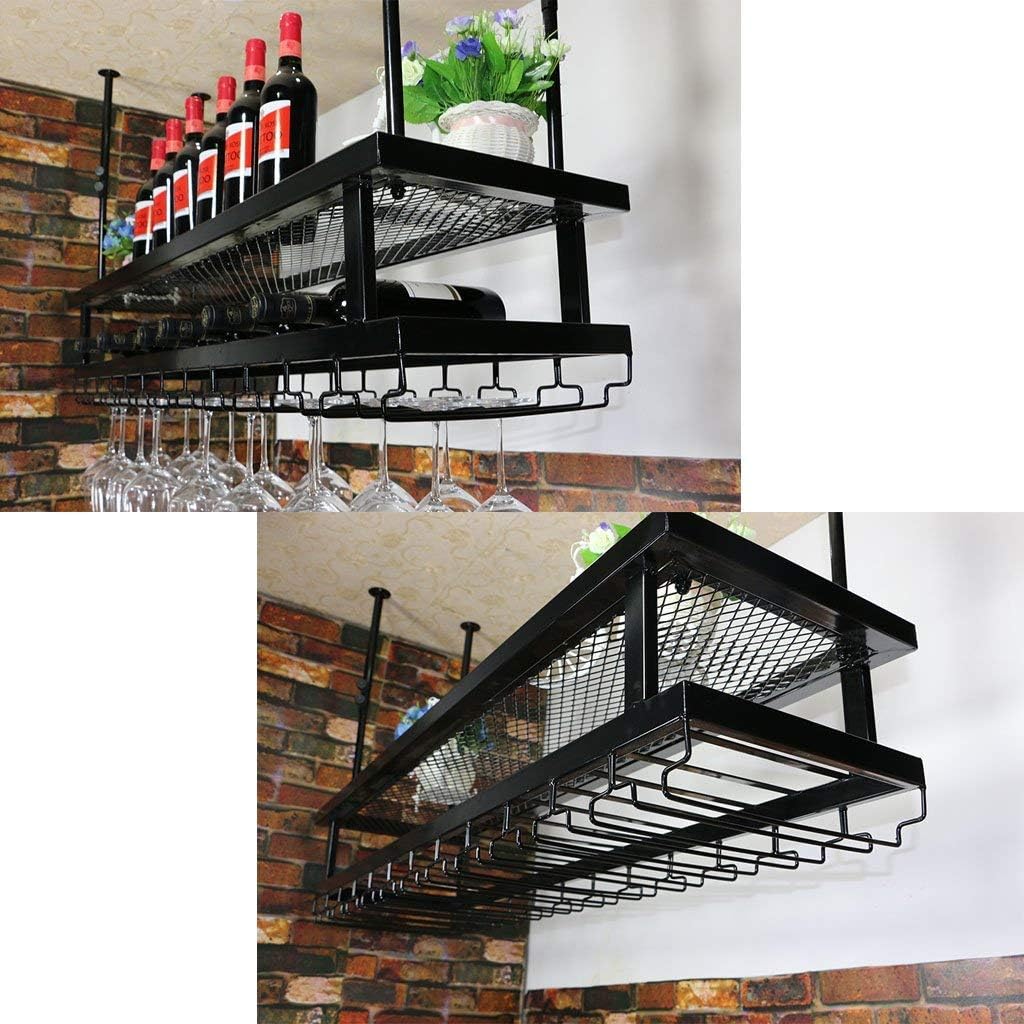 Wrought Iron Wine Rack Wall Shelf with 2 Levels