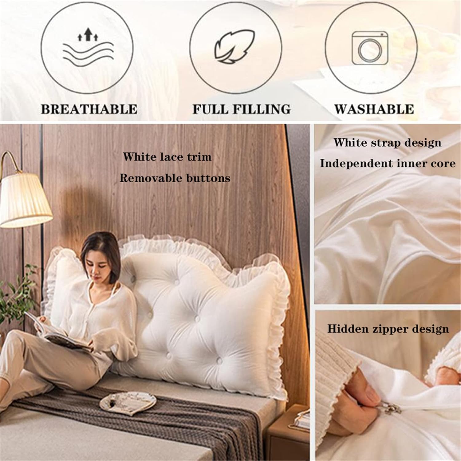 ZZYK Headboard Pillow Full King Queen Twin 354 Inch White