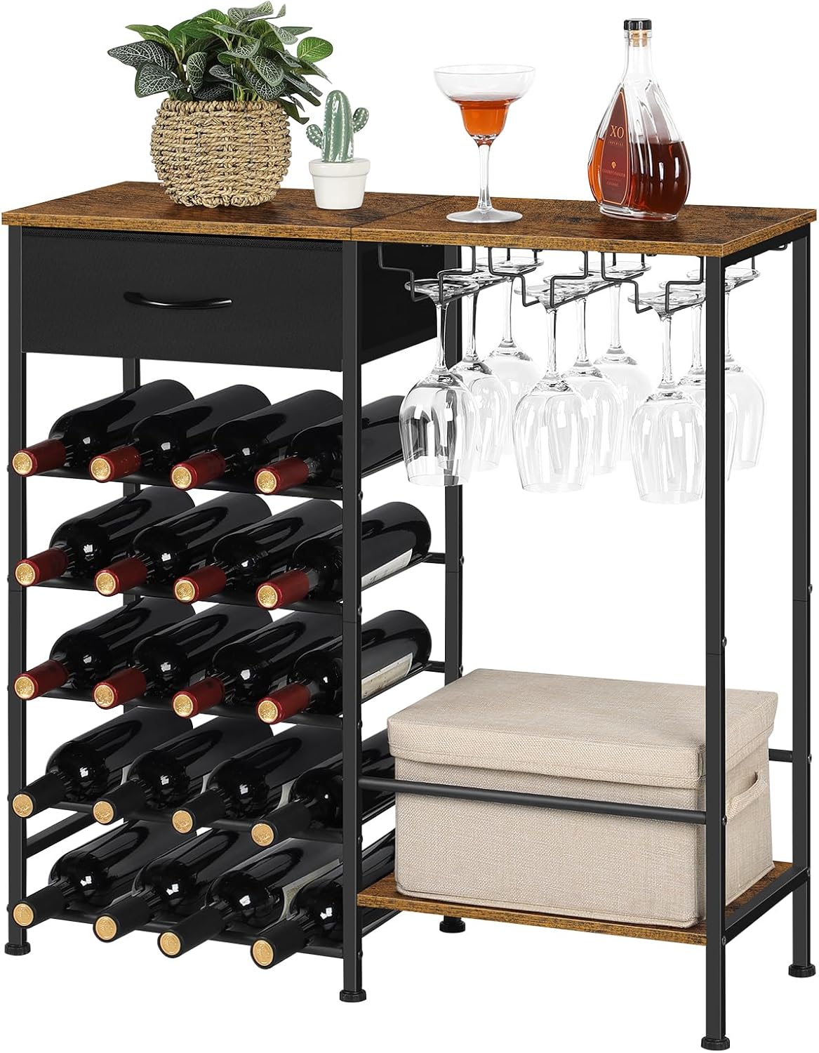 OYEAL 5 Tier Freestanding Wine Rack with Storage