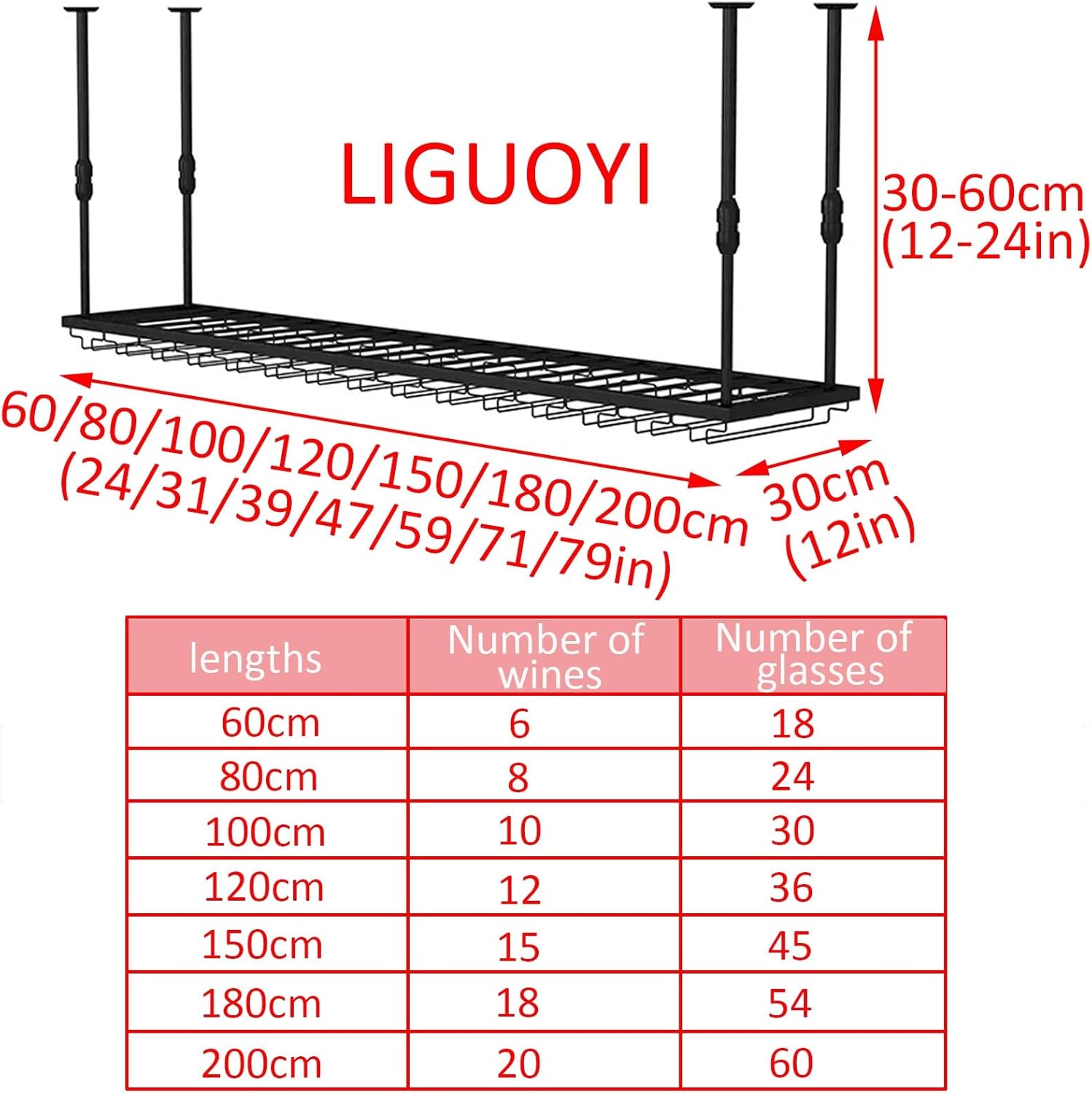 LIGUOYI Adjustable Ceiling Wine Rack Holder