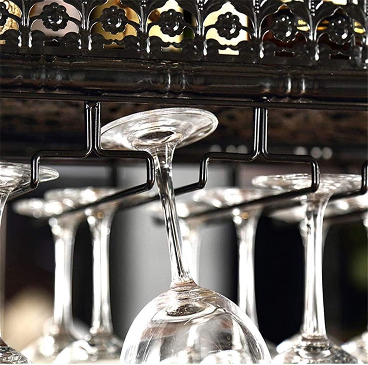 Adjustable Metal Wine Rack with Glass Holder and Shelf