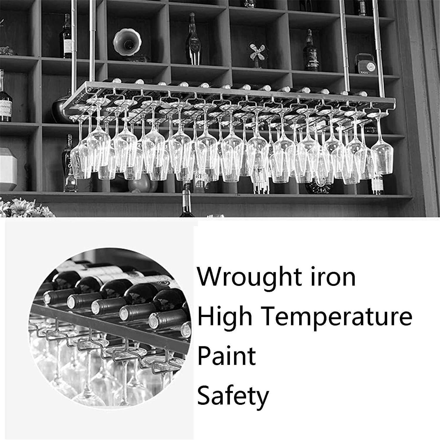Ceiling Wine Rack with Glass Holder 60In