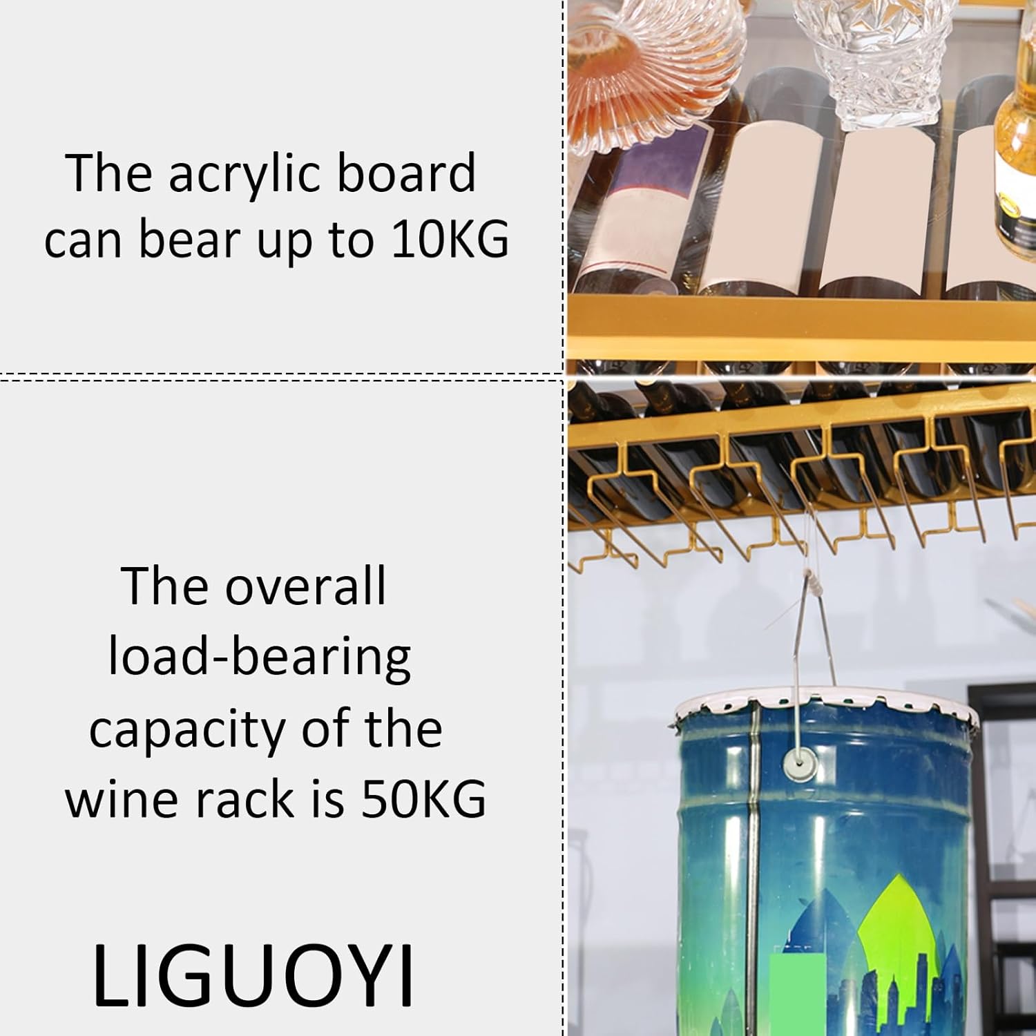 LIGUOYI Adjustable Ceiling Wine Glass Rack