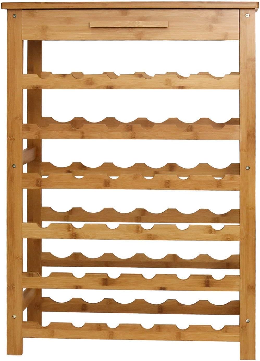 Peachtree Audio 36-Bottle Bamboo Wine Rack with Drawer 1