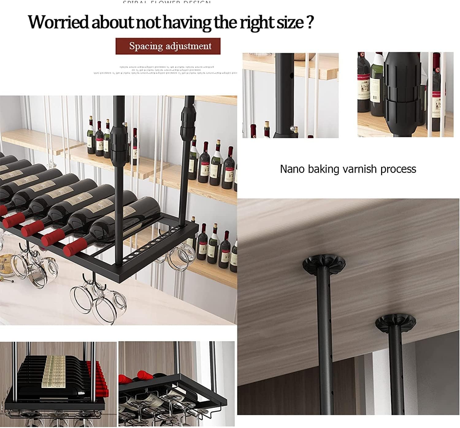IOCCIOBB Wall-Mounted Wine Rack with Adjustable Holder 1