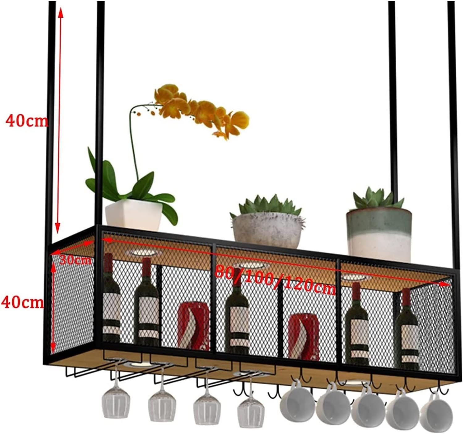 ALDEPO Wall-Mounted Wine Rack with Rustic Iron Design