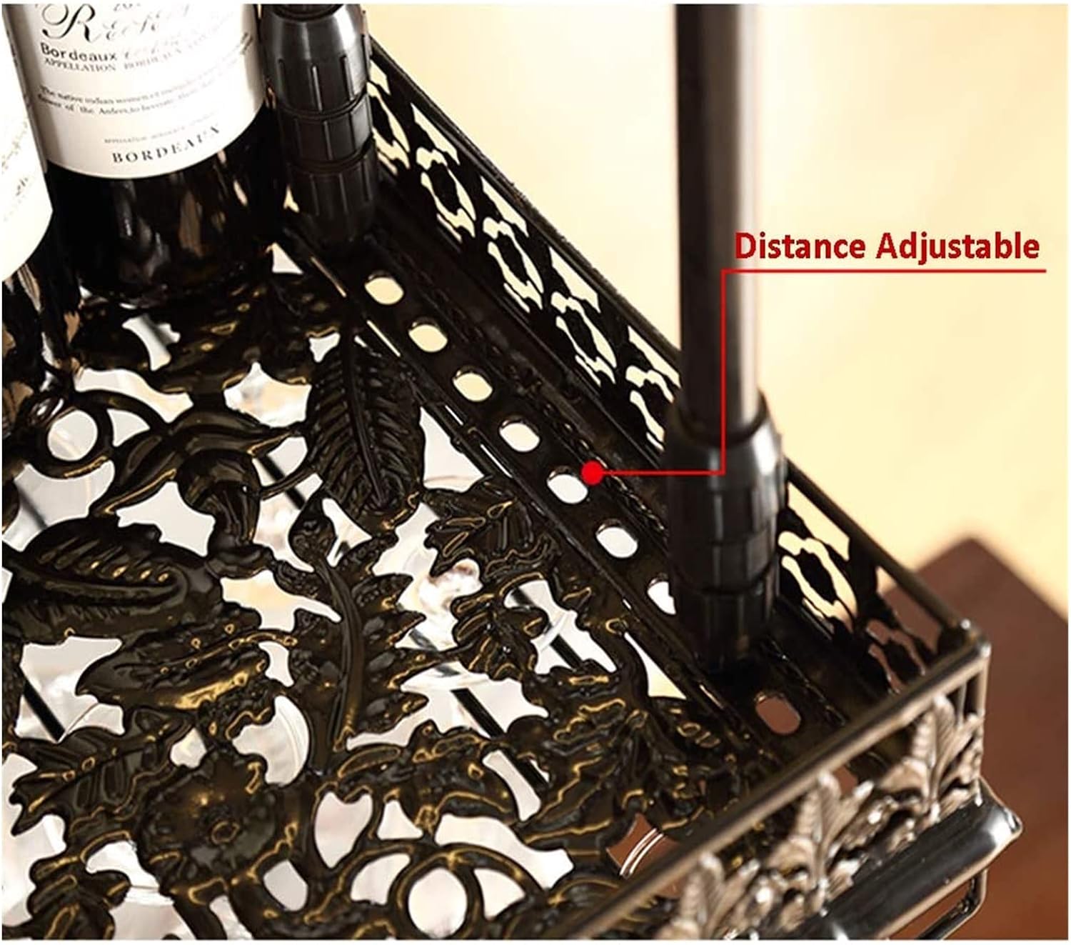 ALDEPO Wall-Mounted Wine Rack with Glass Holder Black Decor