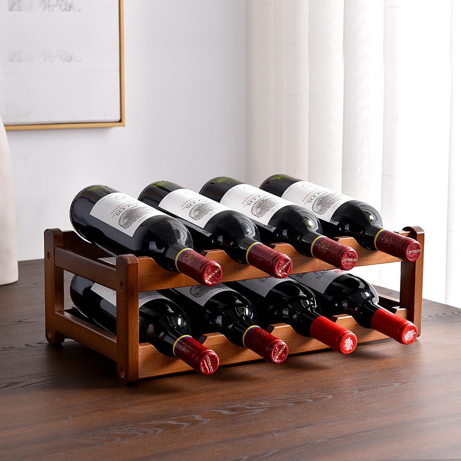 Bamboo Wine Rack Floor Storage Holder for Cellars and Bars