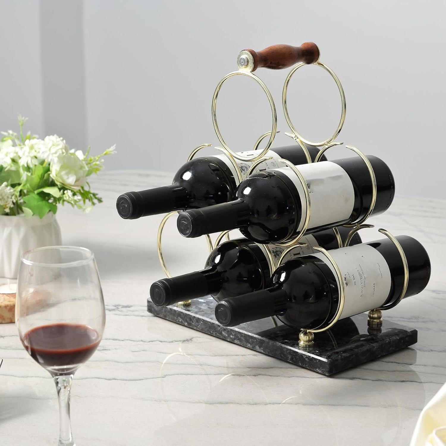 BCS 6-Bottle Marble Wine Rack - Blue Pearl