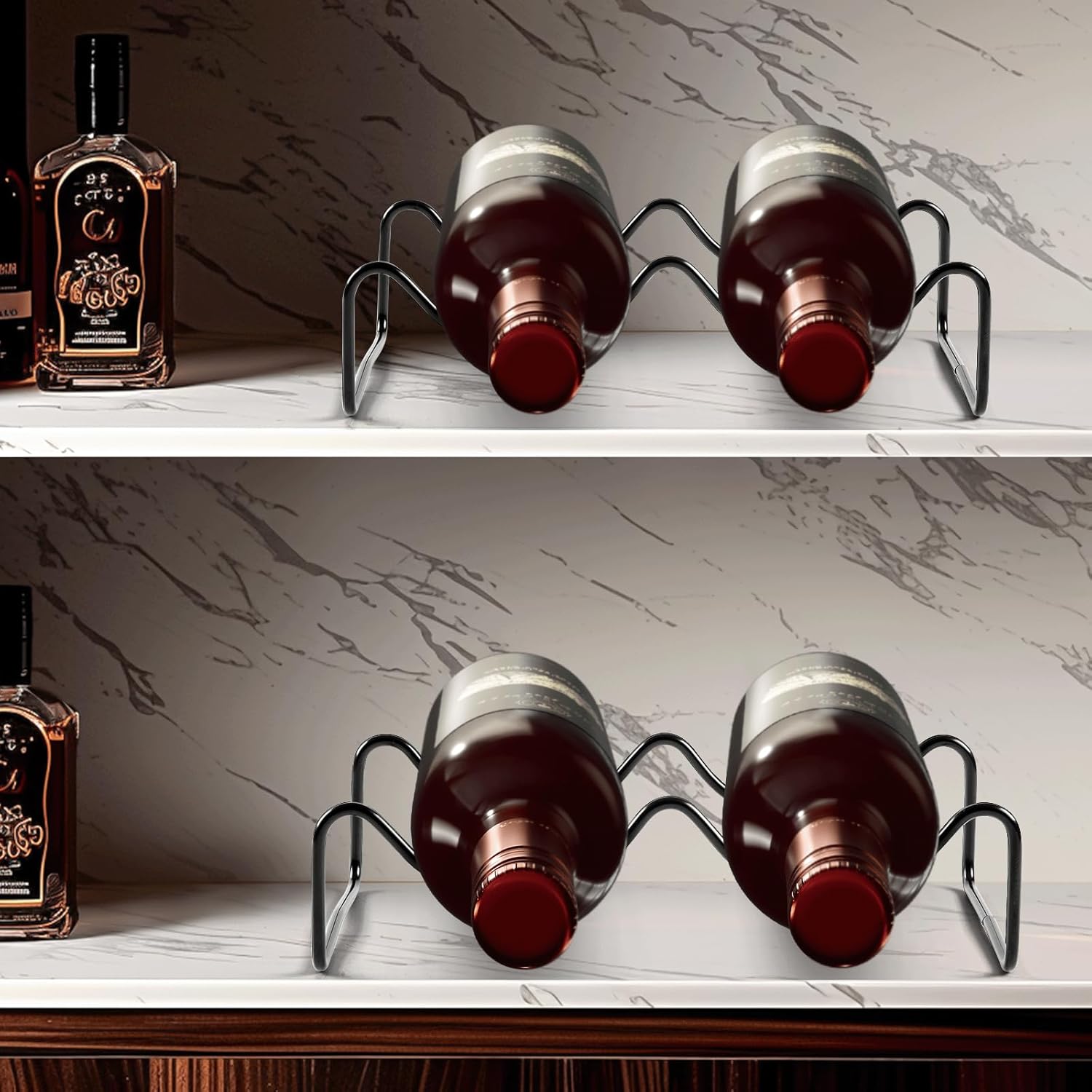 TONLEA 2-Bottle Wine Rack Metal Holder Black