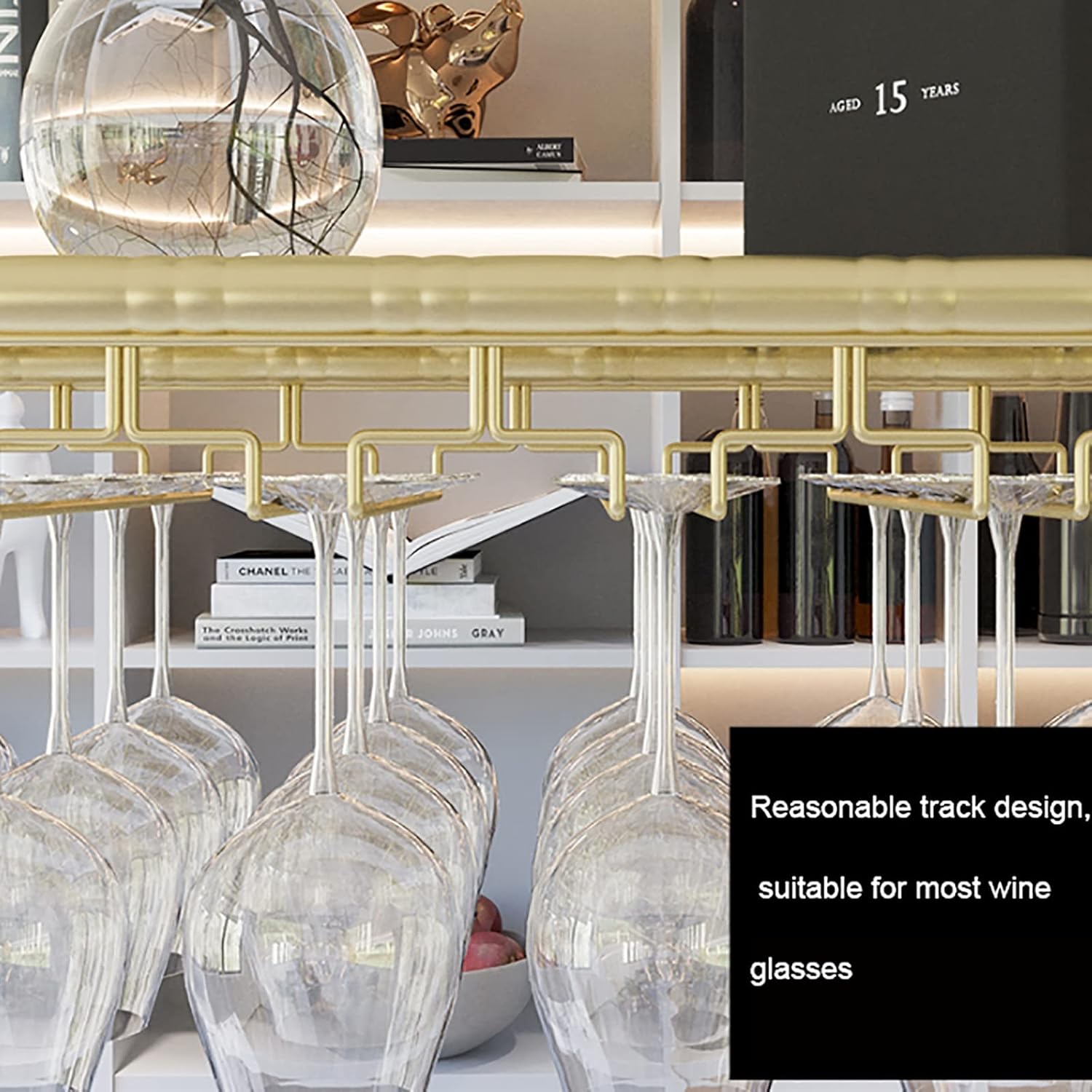 ULAINE Metal Wine Rack with Adjustable Height Gold 100cm