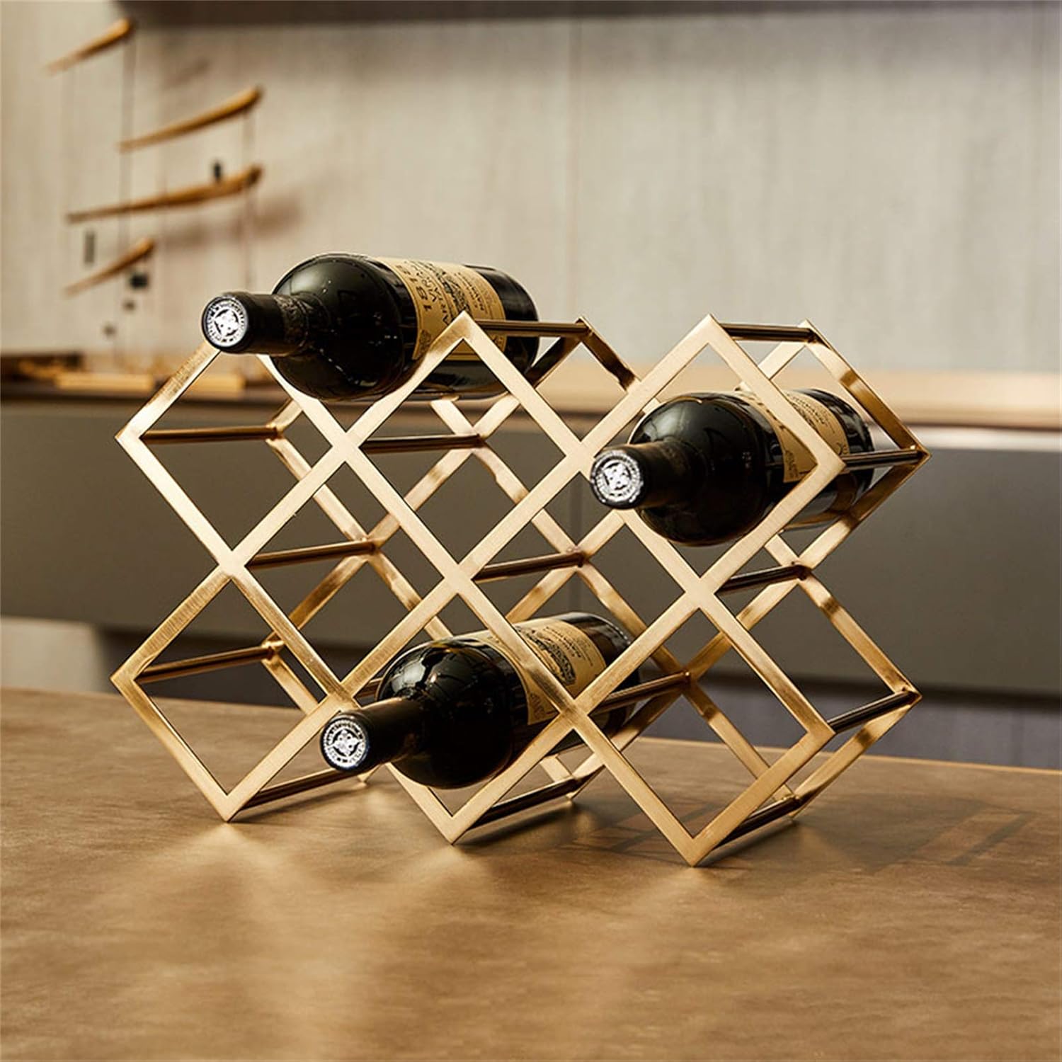 CGF- Gold Geometric Wine Rack Freestanding
