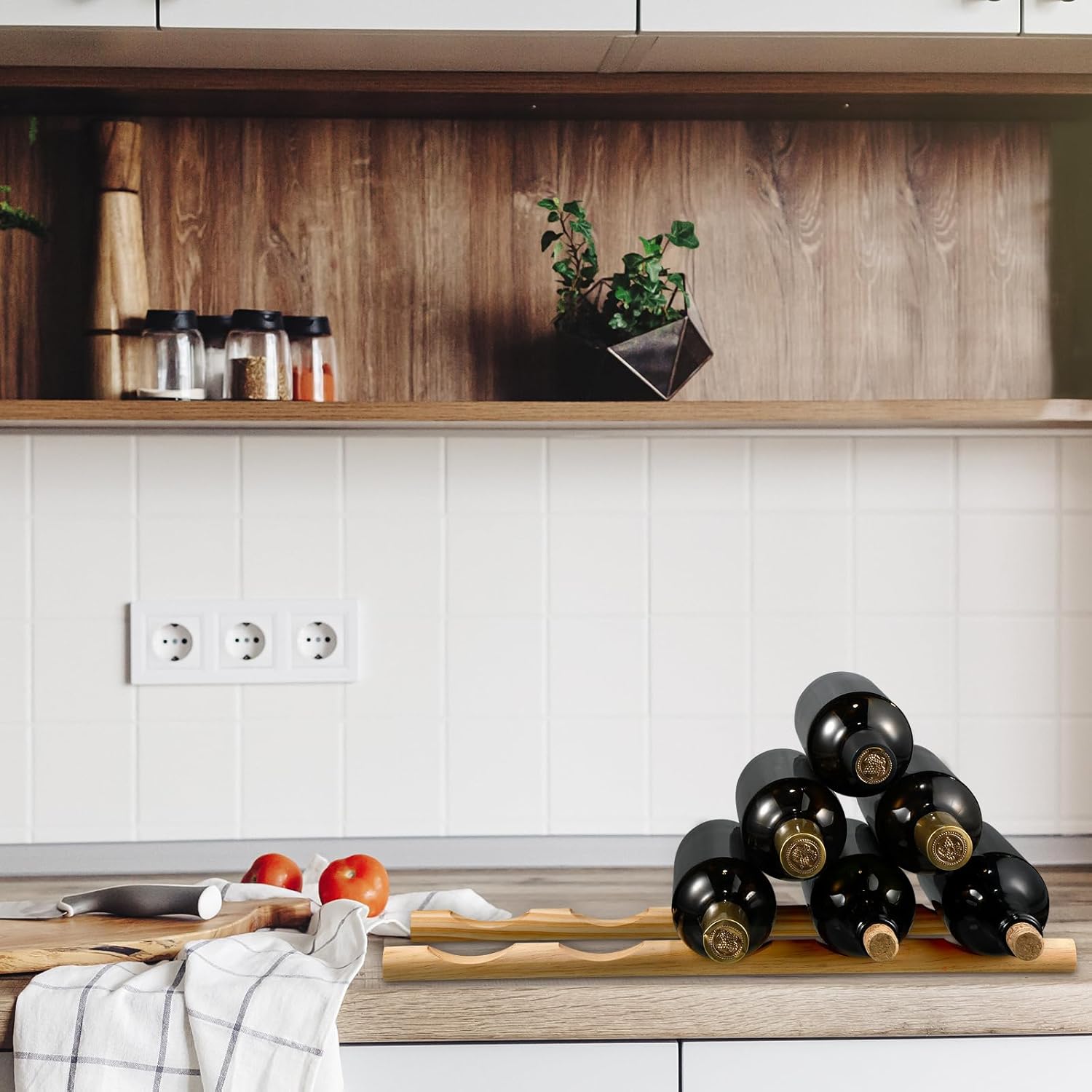 Barydat 4 Pcs Compact Wooden Wine Rack
