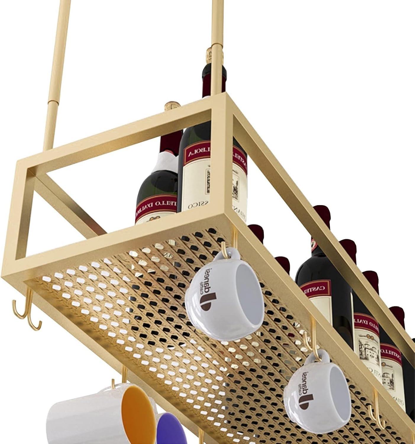 Adjustable Cabinet Wine Rack Holder for Kitchen and Bar Gold