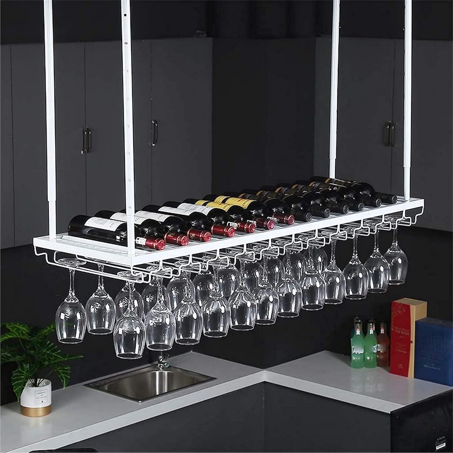 Adjustable Wall-Mounted Wine Rack for Home and Kitchen