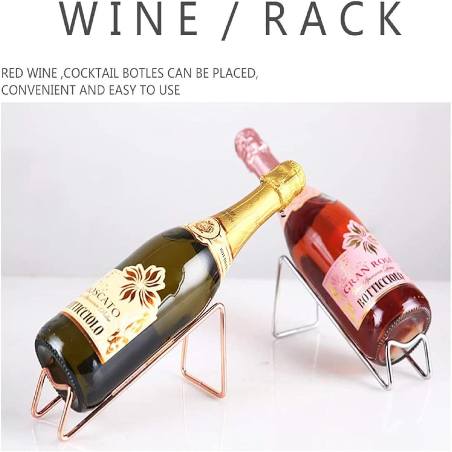 OWKAY Simple Z Shaped Wine Rack Rose Gold