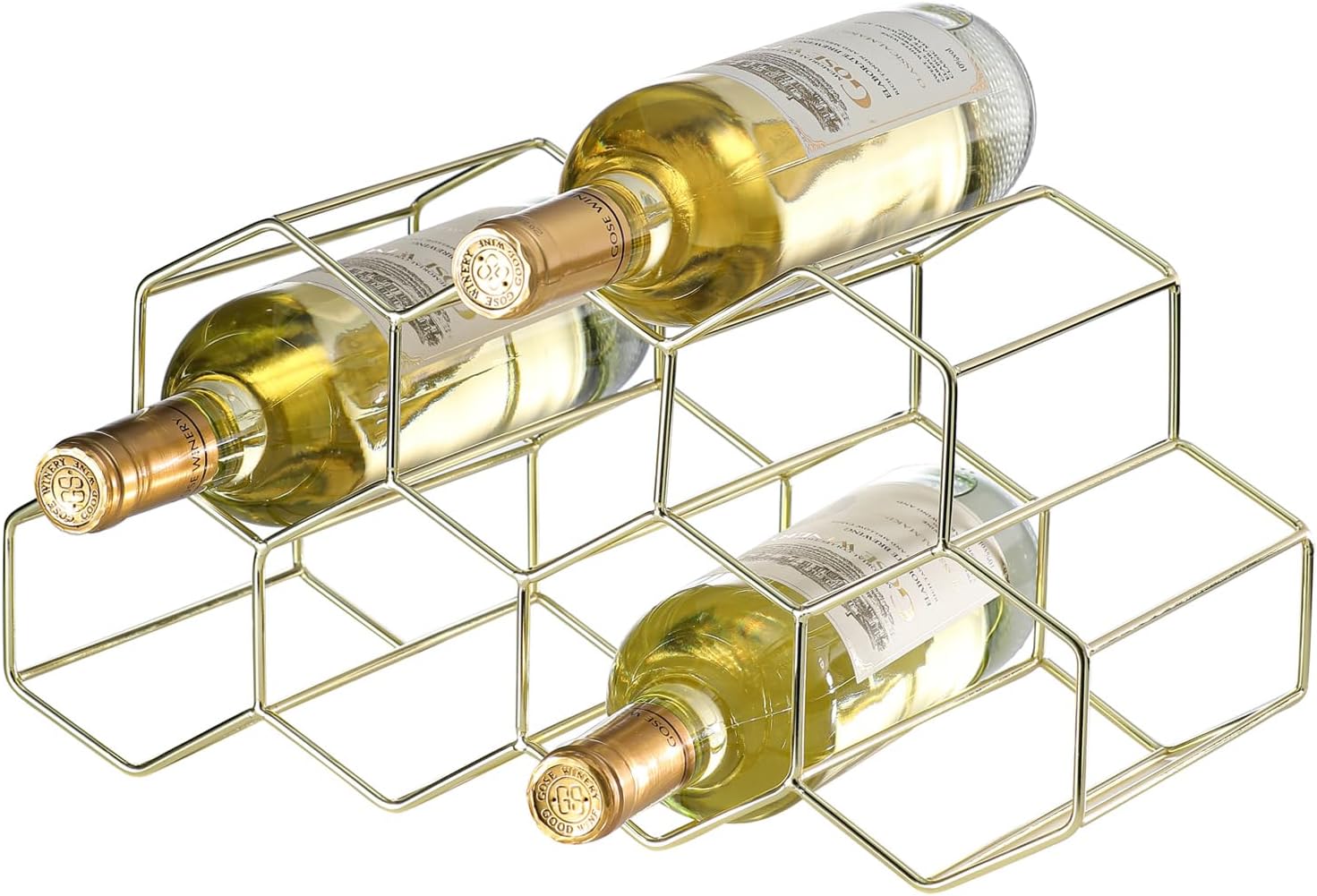Drincarier 9 Bottle Countertop Wine Rack - Gold Metal 2 Tier