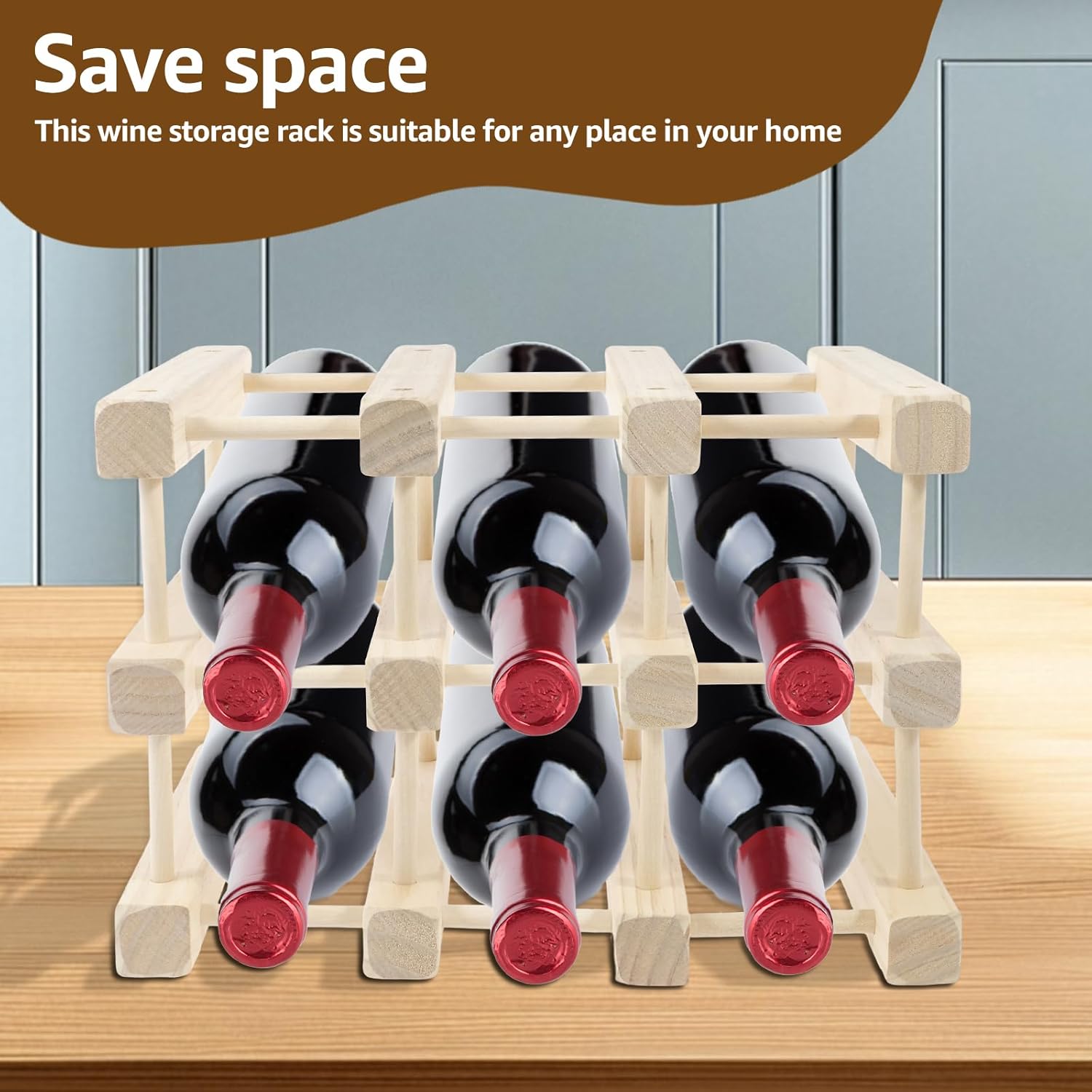 10 Bottle Freestanding Wood Wine Rack