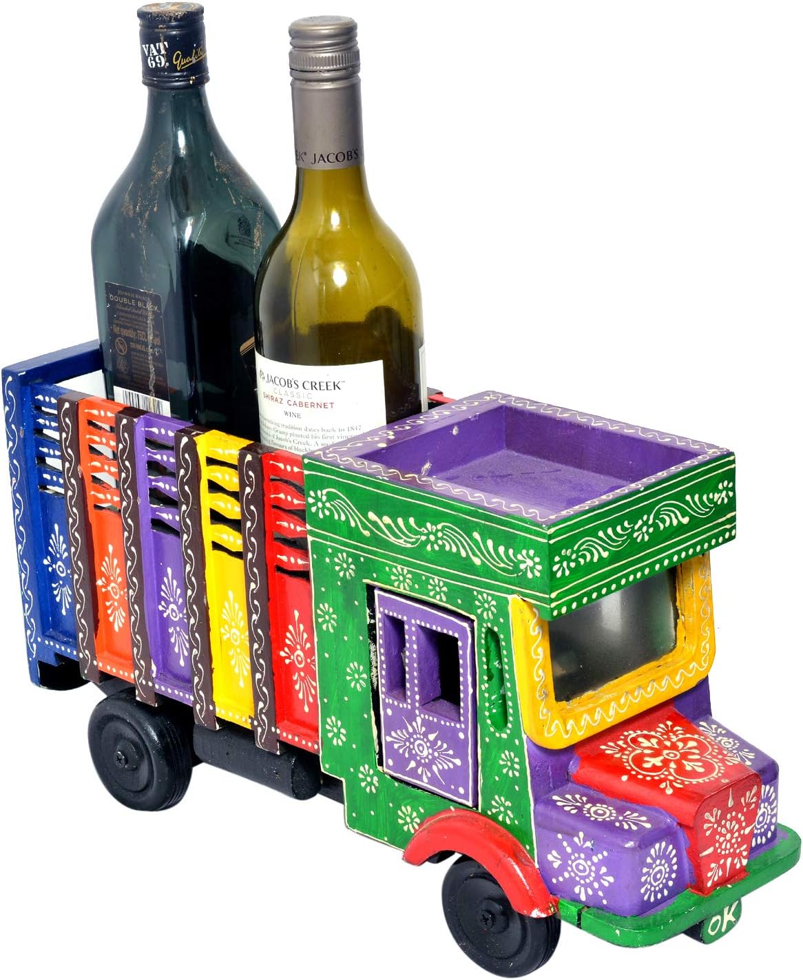 EURASIA Hand Painted Wooden Wine Bottle Stand