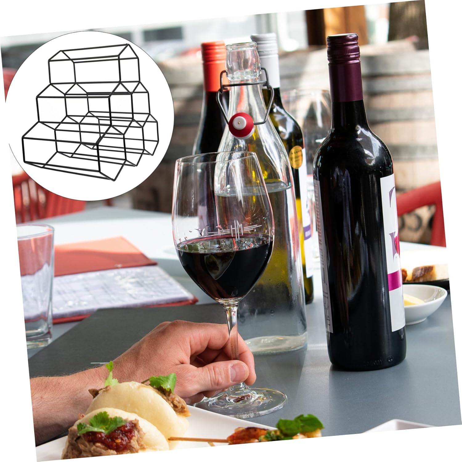 LIFKOME Honeycomb Wine Holder Geometric Stand