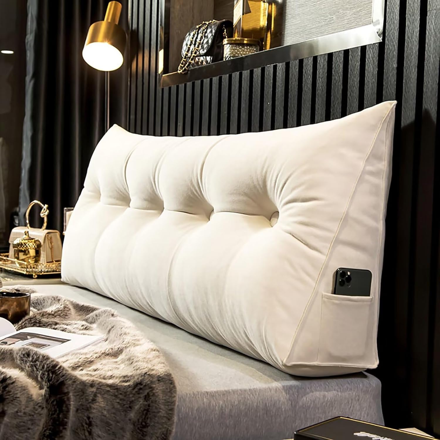 TESICA White Wedge Pillow for Headboard and Bed Rest