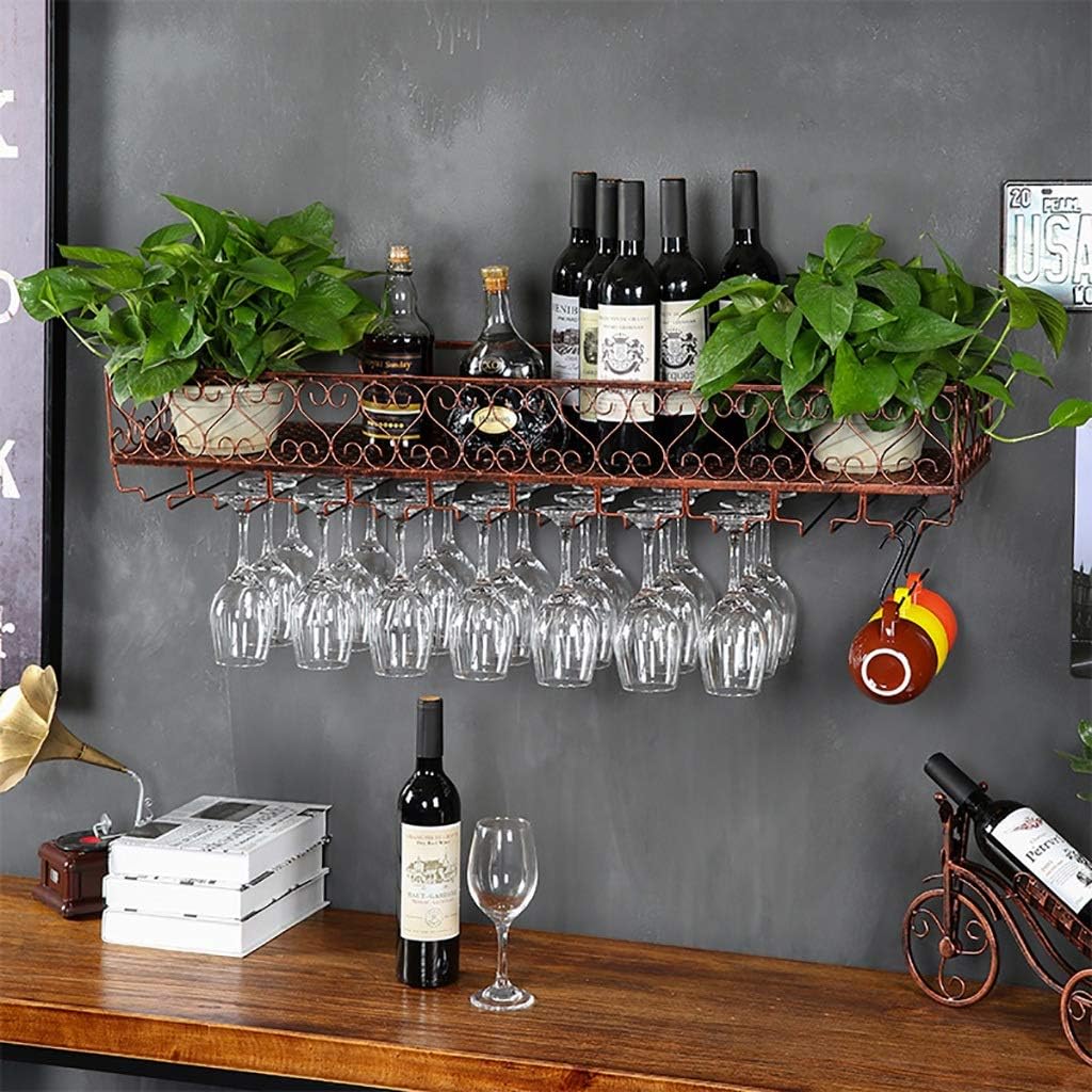 Metal Wine Rack with Glass Holder for Wall Mount