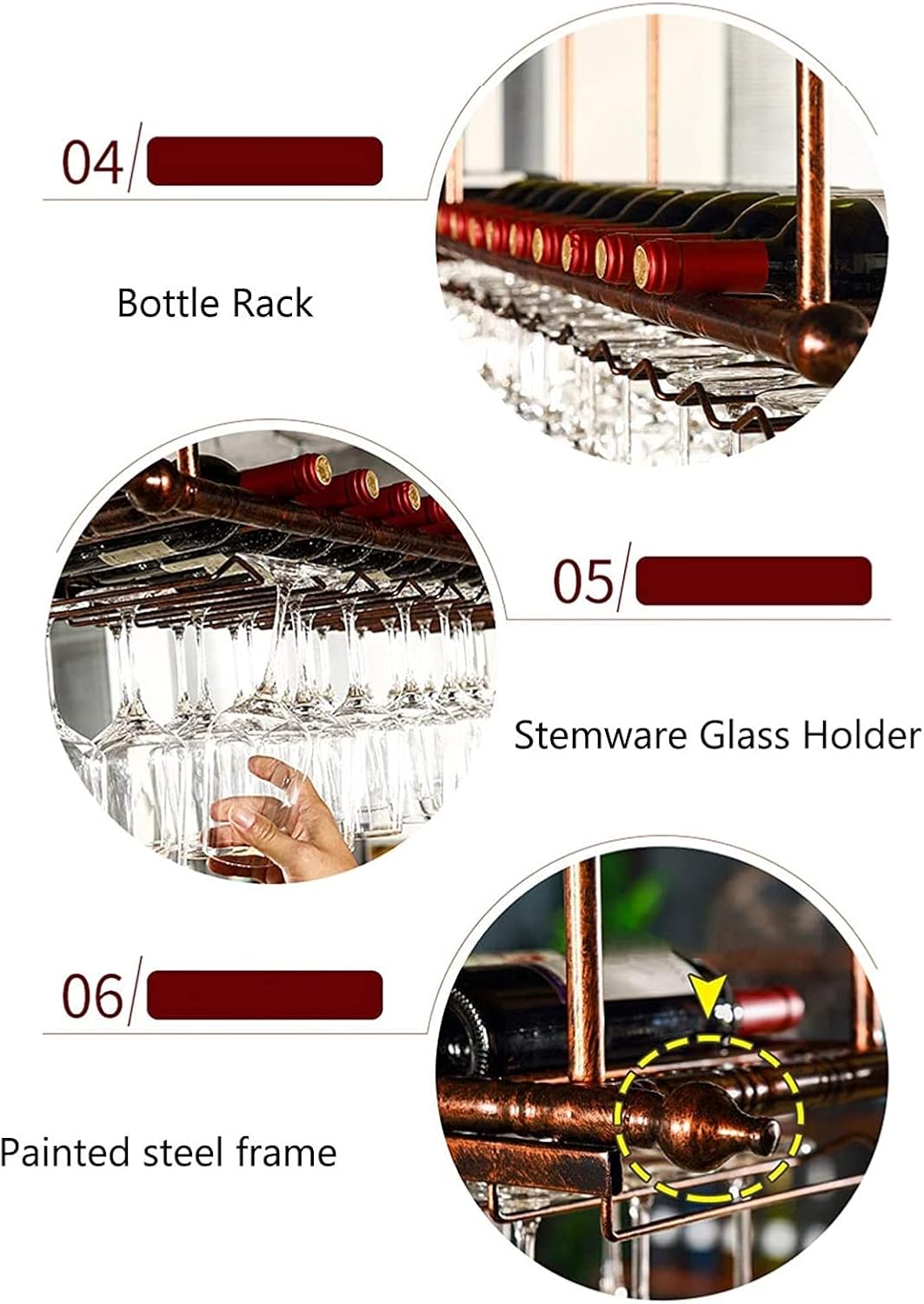 ALDEPO Adjustable Wine Rack Ceiling Holder 120x35CM