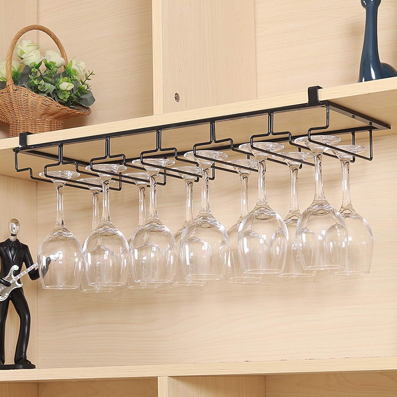 Wine Glass Rack Metal Wire Cabinet Storage Organizer