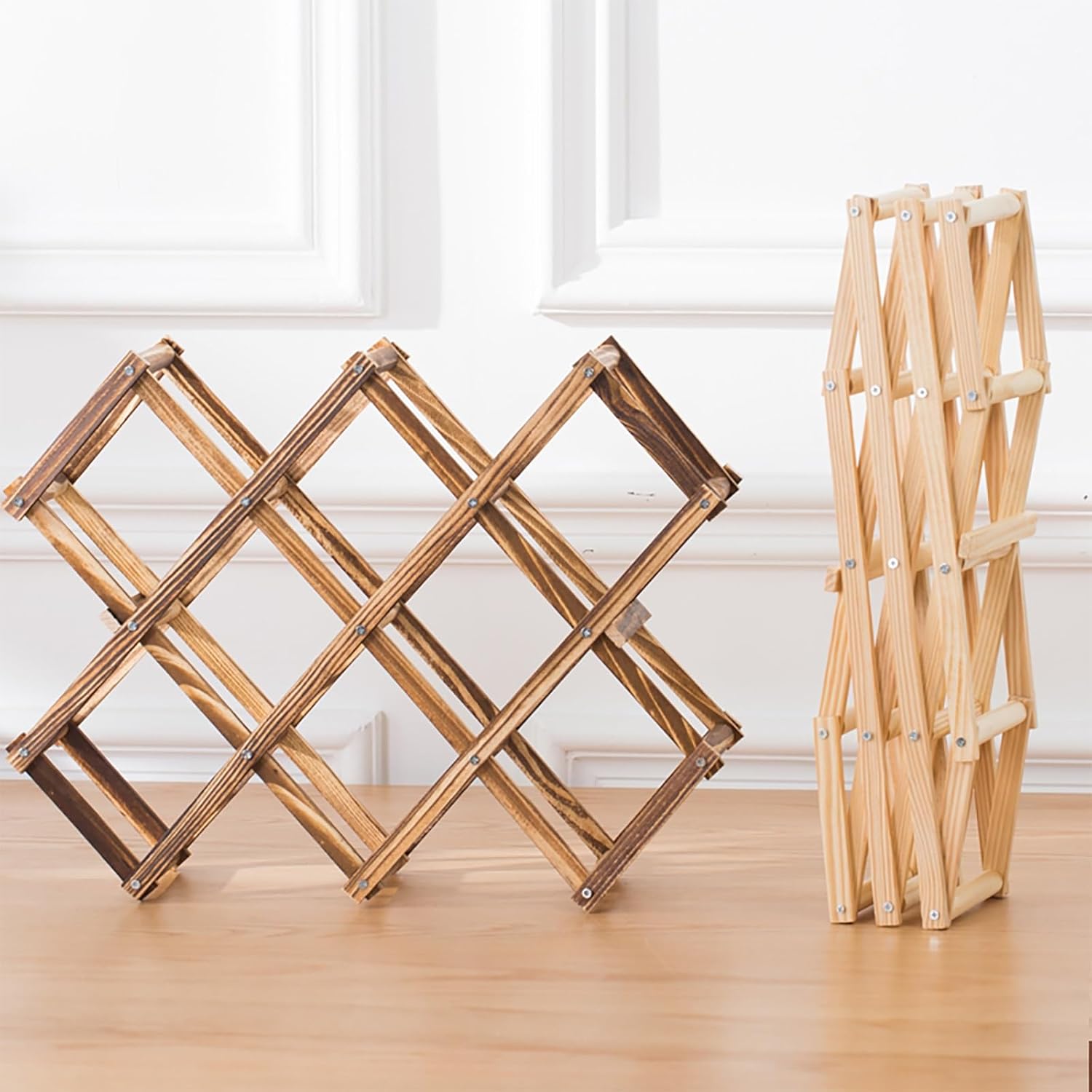 NALoRa Foldable Wood Wine Rack with 10 Bottle Capacity