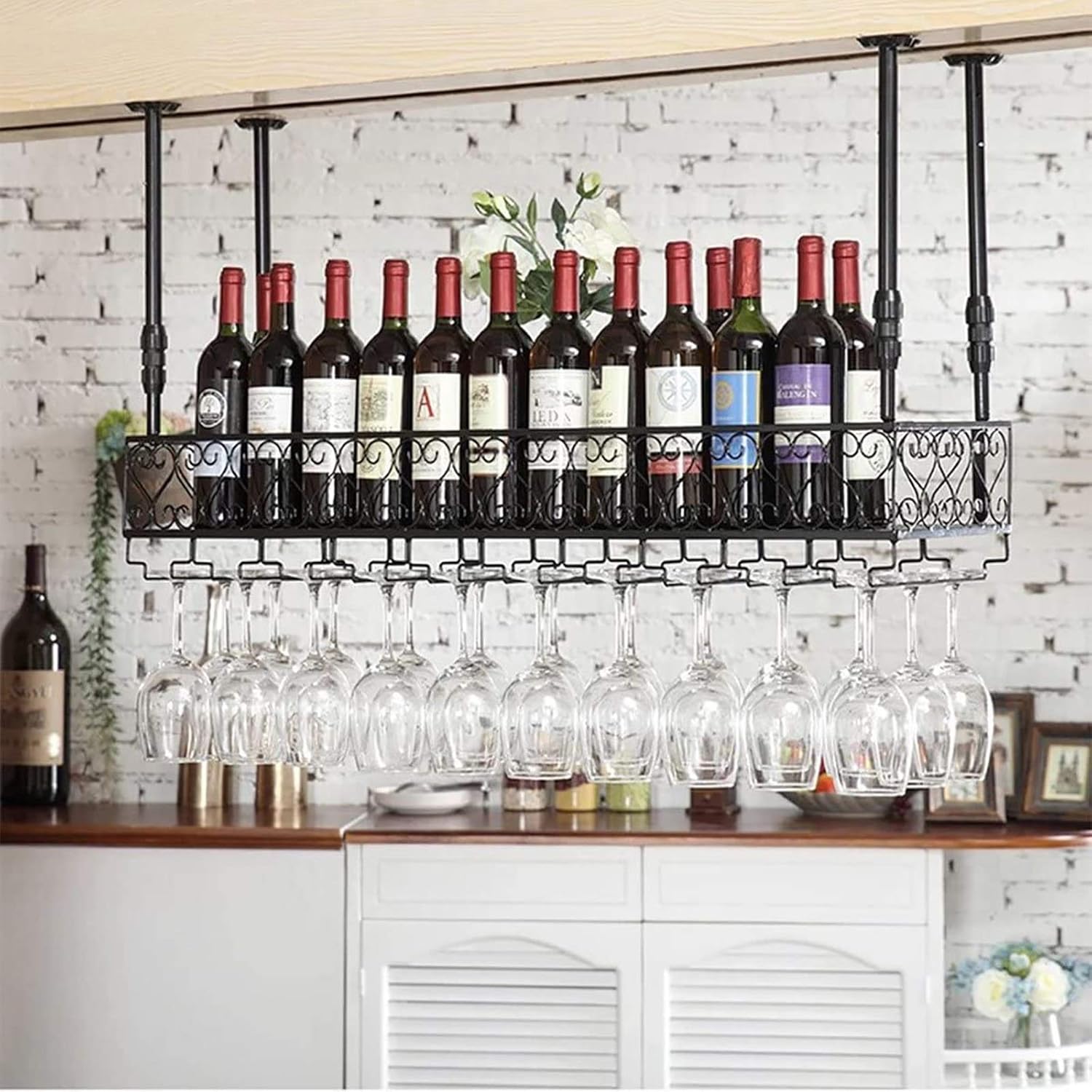DASHADAO Adjustable Ceiling Wine Rack Holder