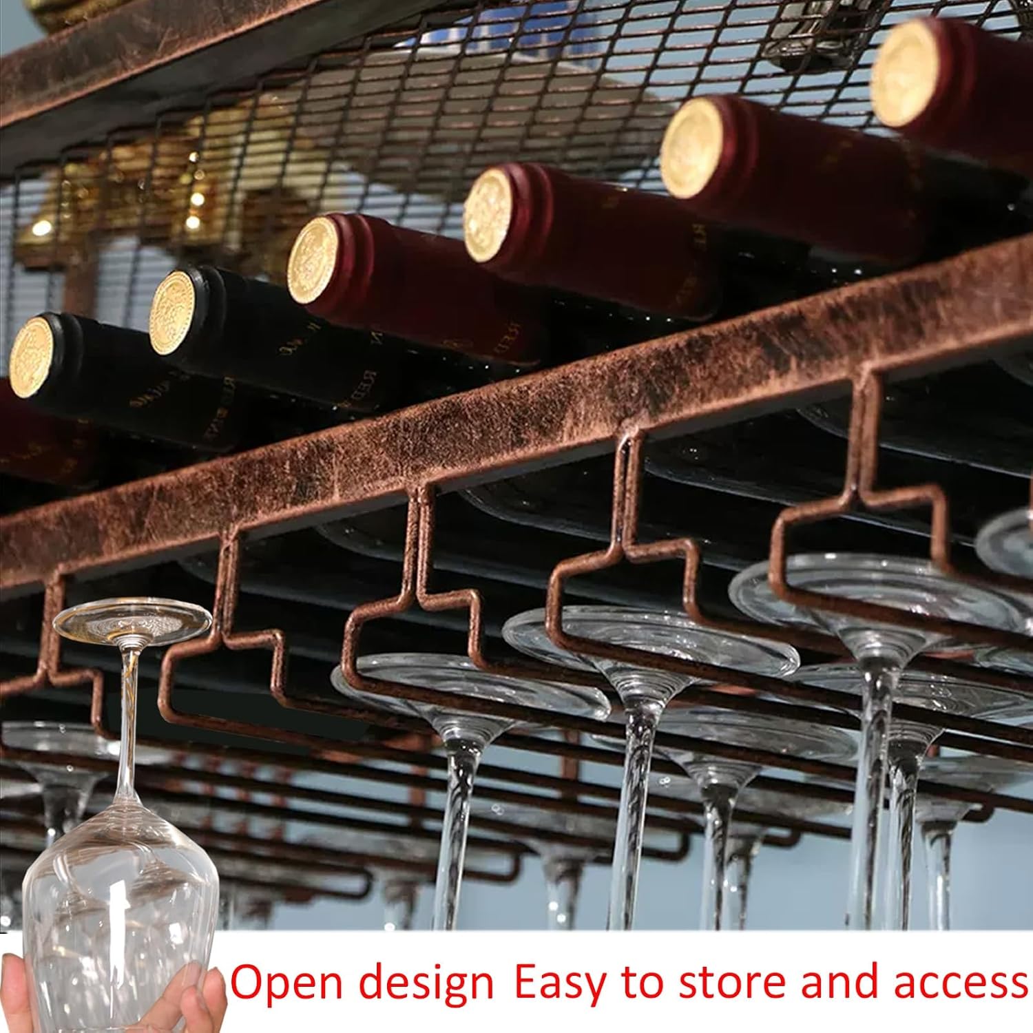 Adjustable Ceiling Wine Glass Holder with 3-Tier Design