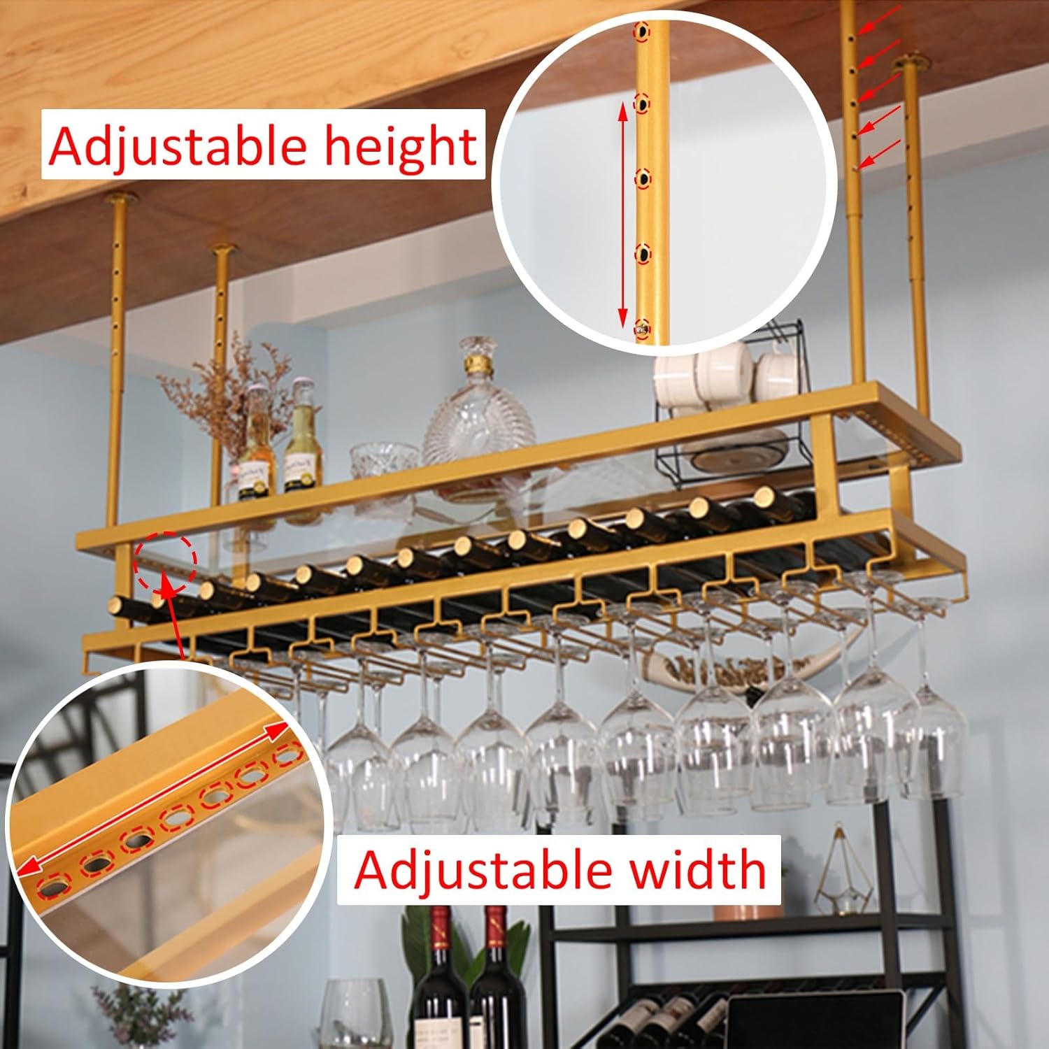 LIGUOYI Adjustable 3-Layer Wine Glass Hanger 1