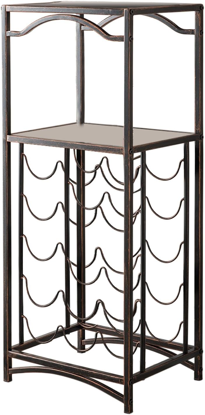 KB Designs - 15 Bottle Metal Wine Rack Stand with 2 Shelves