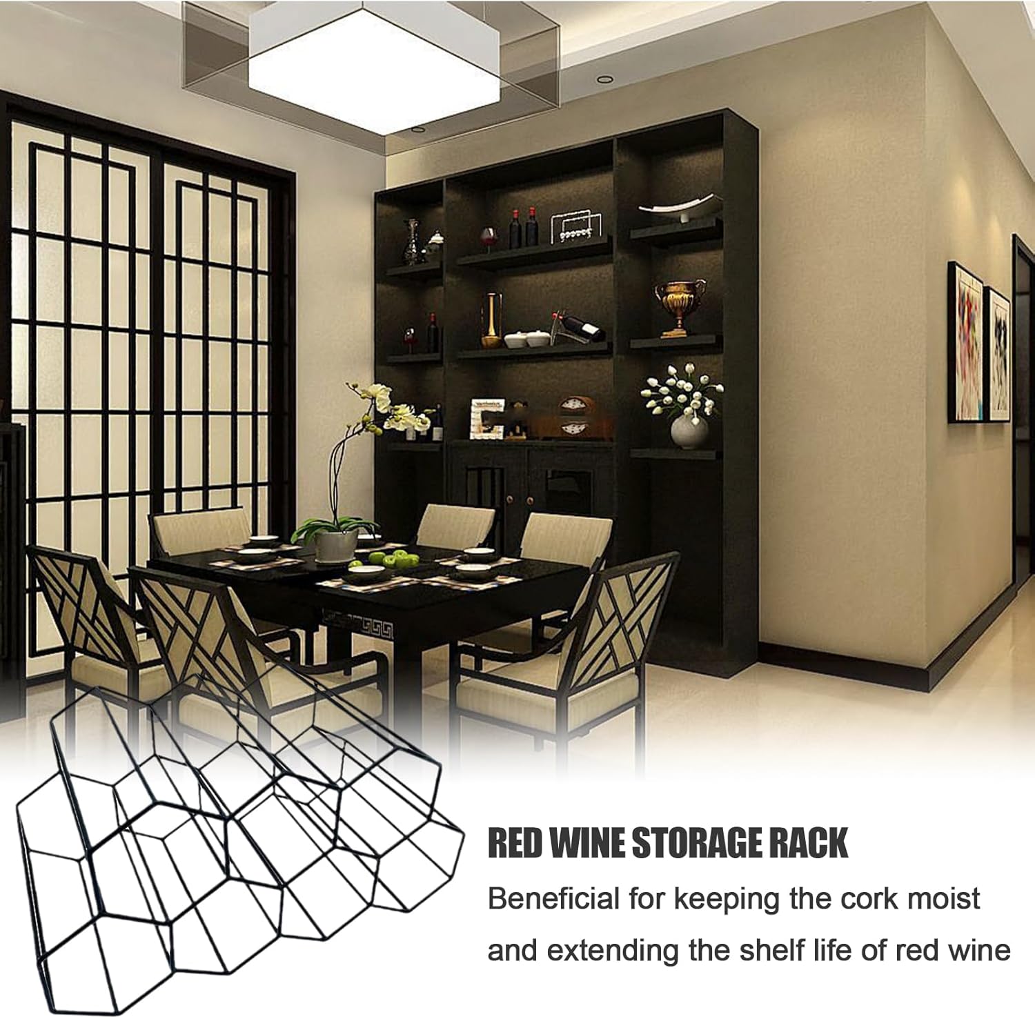Awakentti Freestanding Wine Rack 7 Bottles Black Glass 1