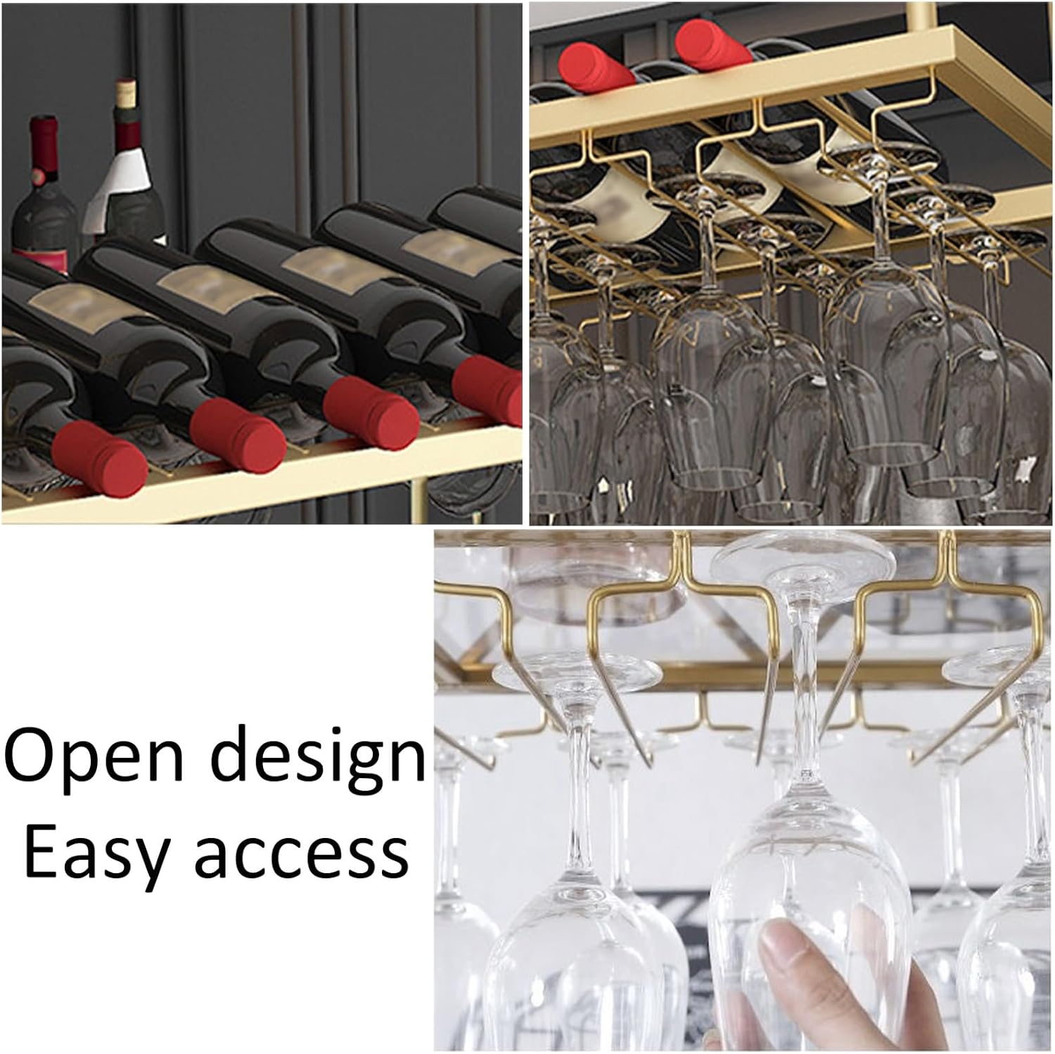 LIGUOYI Hanging Stemware Holder Adjustable Wine Glass Display Stand