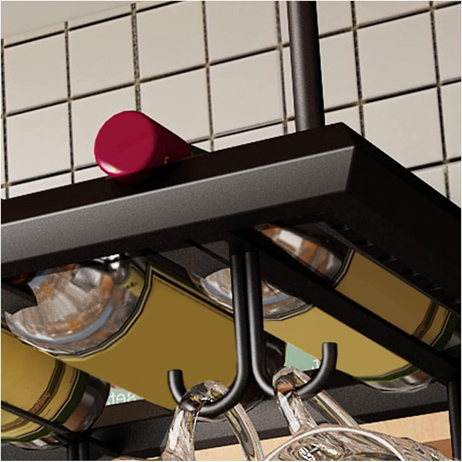 ALDEPO 2-Layer Wall-Mounted Wine Rack - Animal Horse Design 100cm