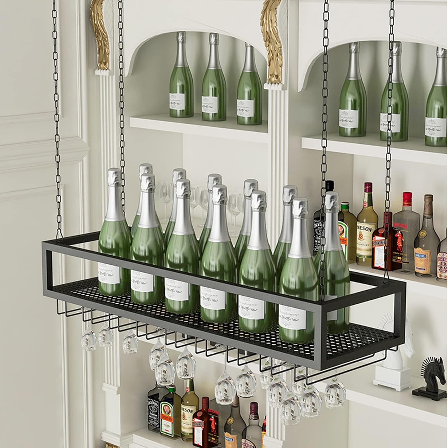 Ceiling Hanging Wine Rack with Adjustable Height