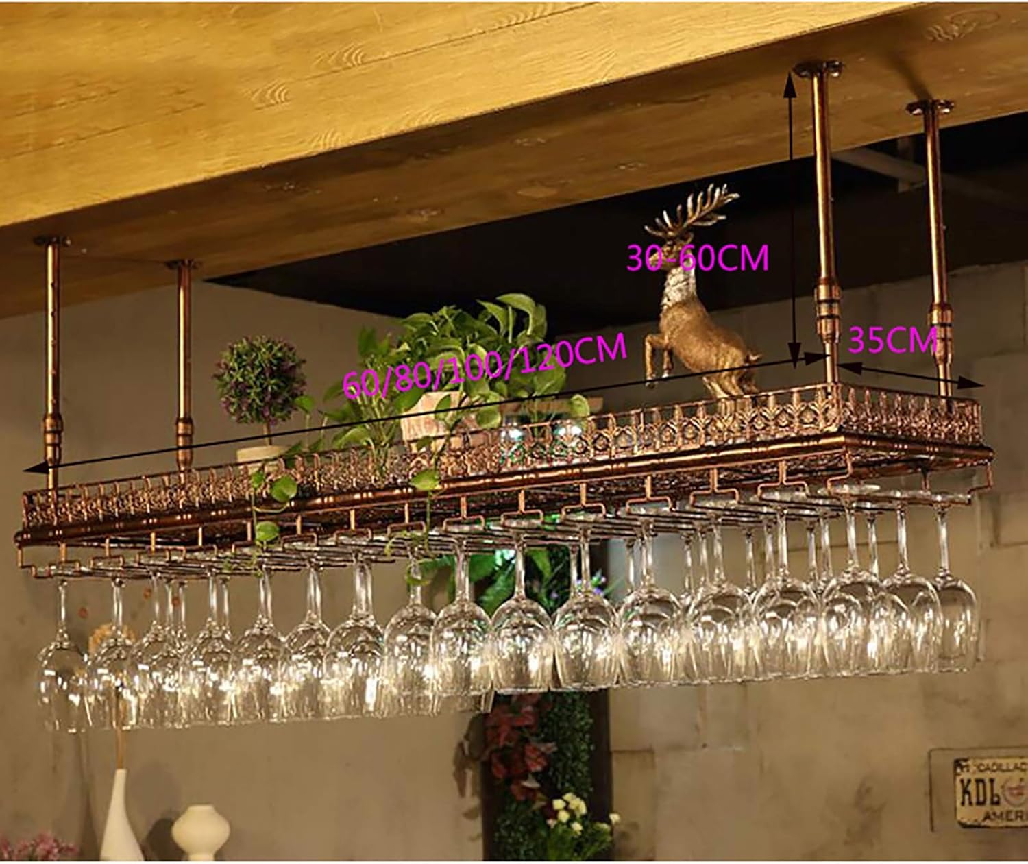 ULAINE Adjustable Height Metal Wine Rack 60cm