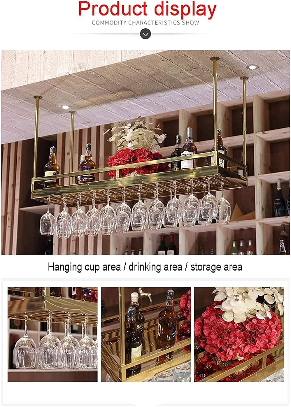 TOYOCC 304 Stainless Steel Wine Rack for Kitchen Bar Restaurant
