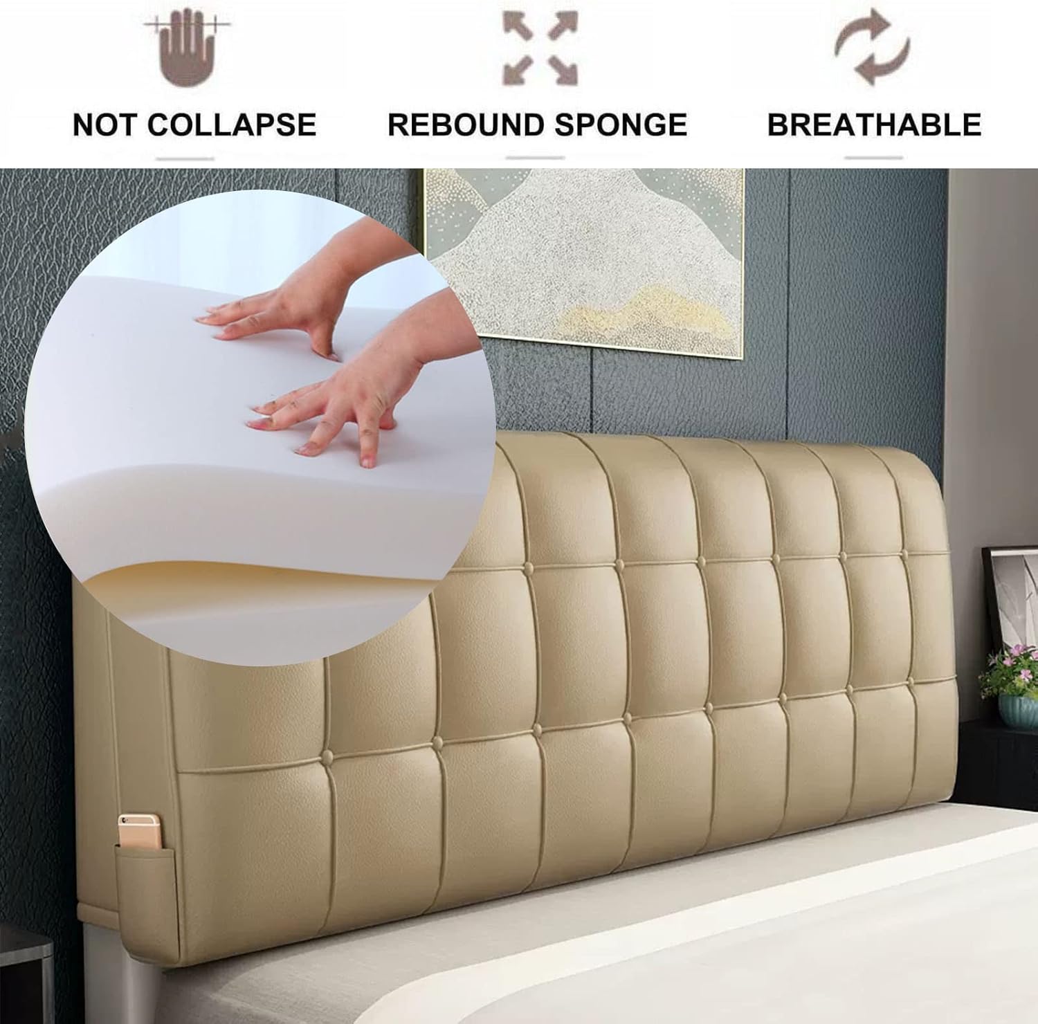 Leather Headboard Pillow King Size for Home Bedroom