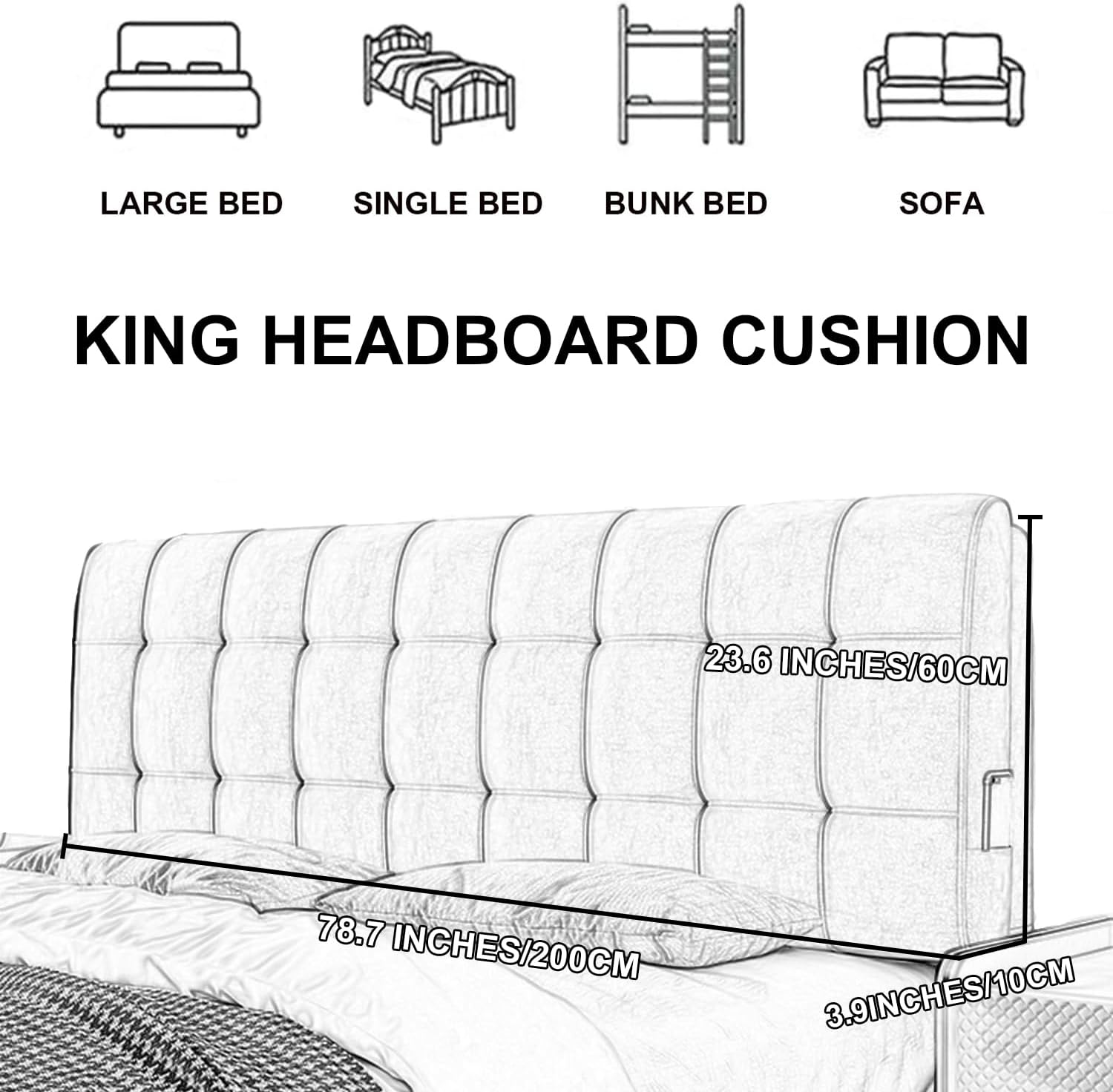 ZZYK Large Headboard Pillow with Storage