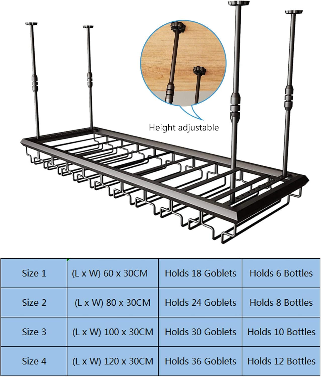 Iron Wine Glass Hanging Rack for Kitchen Restaurant Cafe